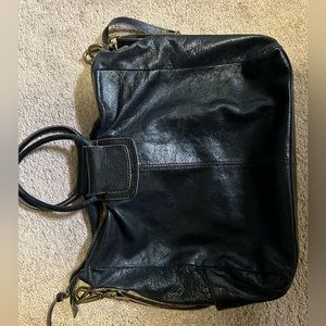 Leather HOBO Sheila Bag, Black